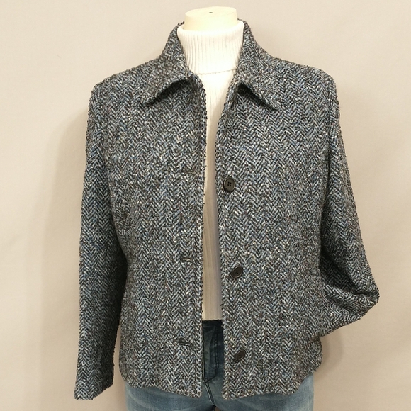 Blarney Woollen Mills Jackets & Blazers - Blarney Woolen Mills Tweed Jacket Blue & Charcoal Gray See Measurements Nub Wool